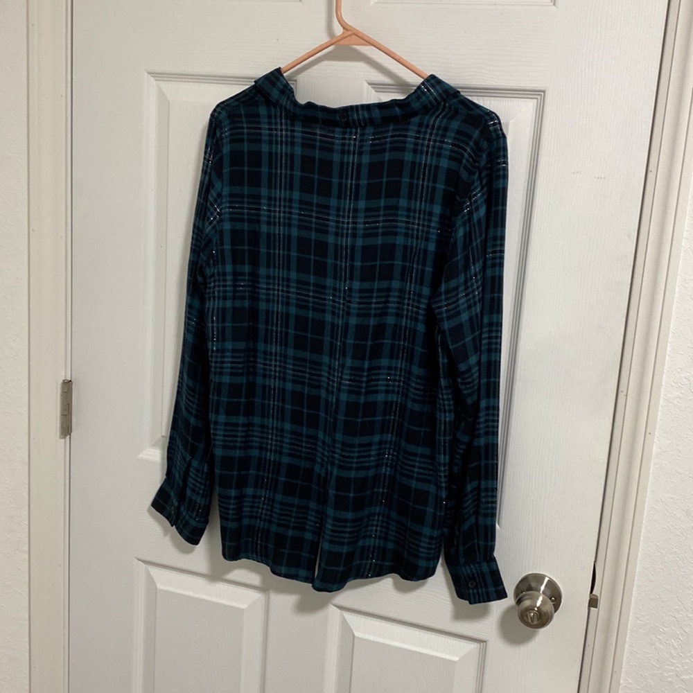 Thread & Supply Teal and Black Plaid Shirt - Picture 2 of 4